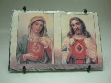 Blessed Mary and Sacred Heart Slate Plaque